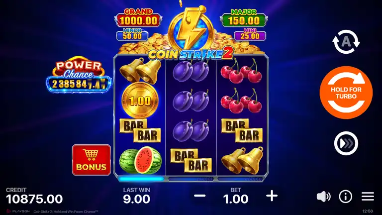 Coin Strike 2 spin 421 - credit 10,875.00, last win 9.00