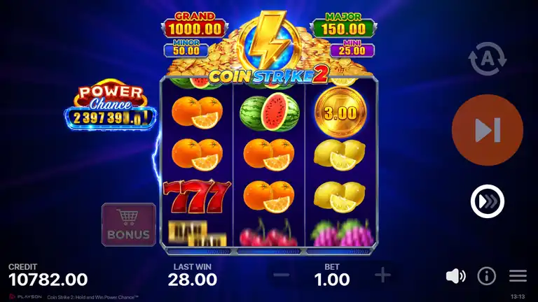 Coin Strike 2 spin 829 - credit 10,782.00, last win 28.00